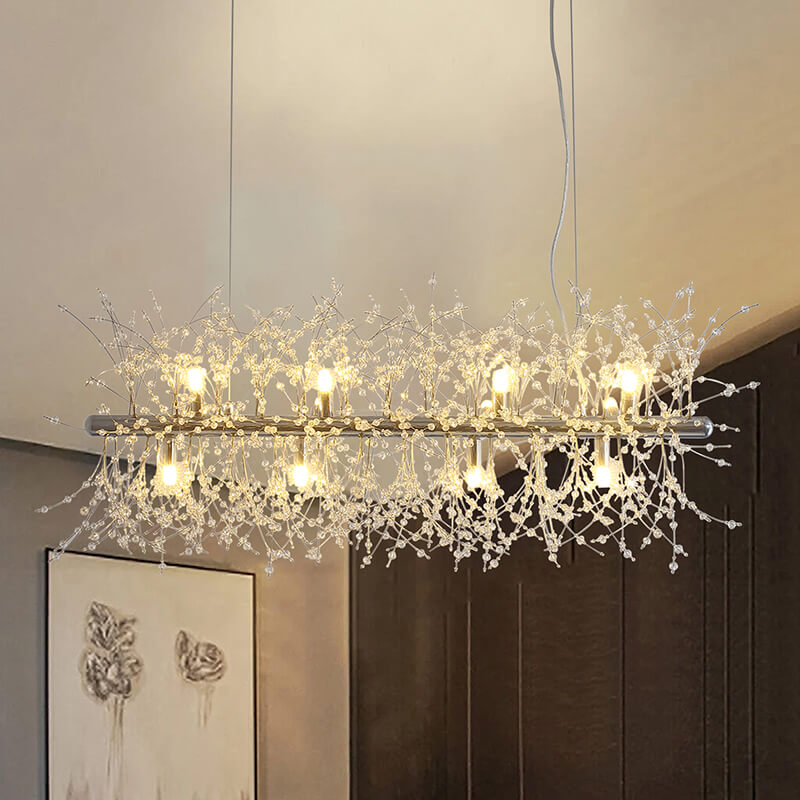 36.6" Silver Multi-Particle Crystal Pendant Light