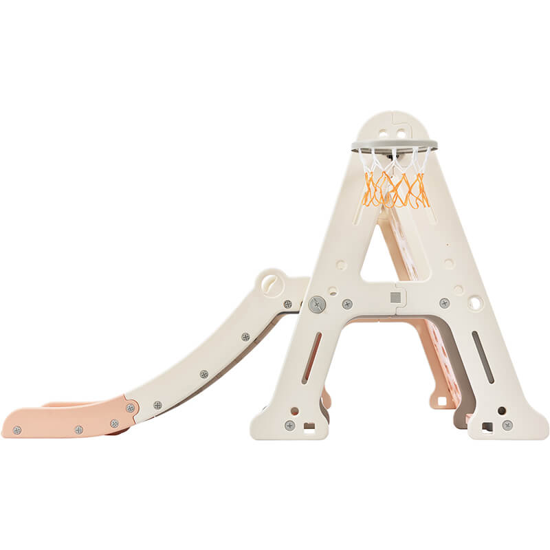 70.5" Light Pink 7-in-1 Toddler Climber And Slide Kids Playset