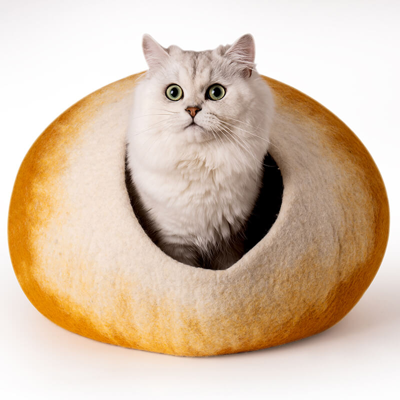 17.7" Handmade Wool Cat Bed Cave 