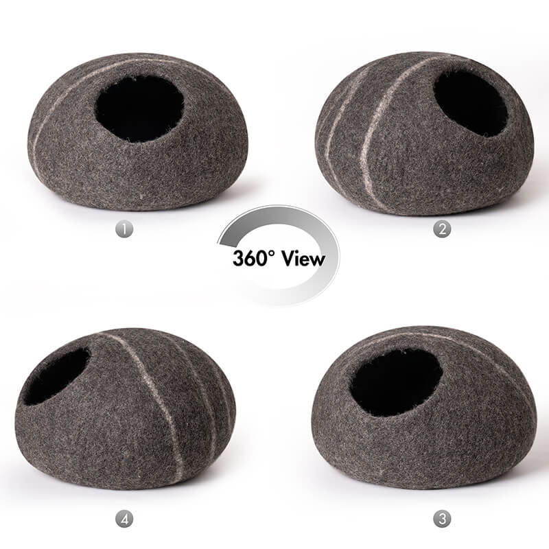 17.7" Handmade Wool Cat Cave Bed