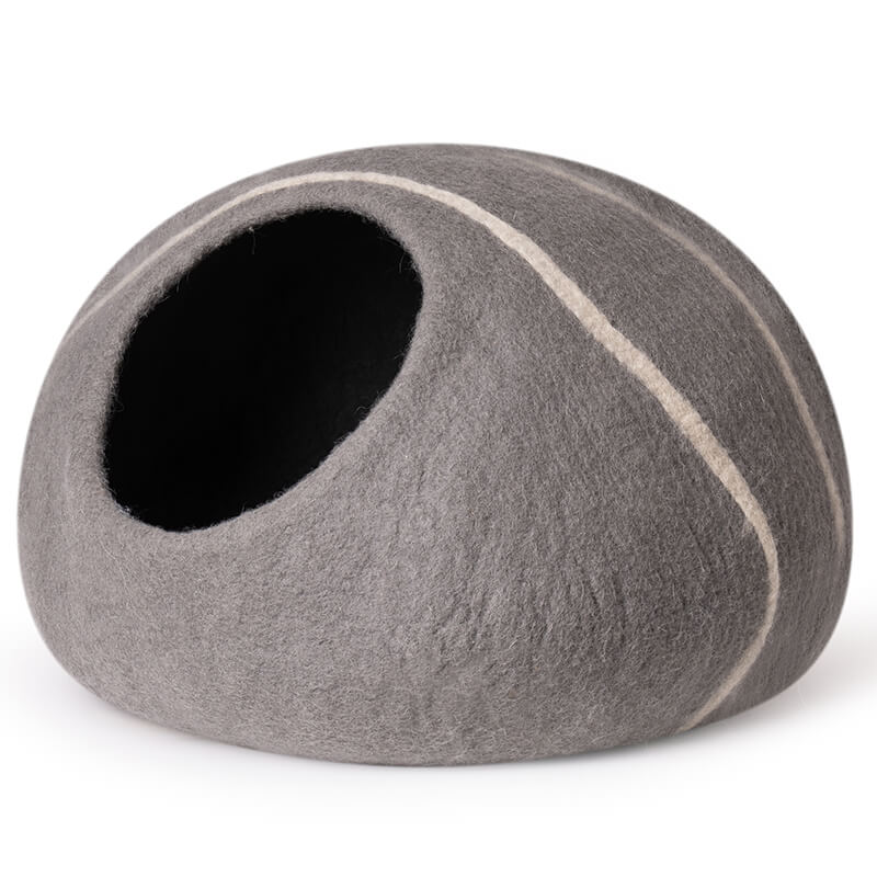 Grey Handmade Wool Cat Bed Cave