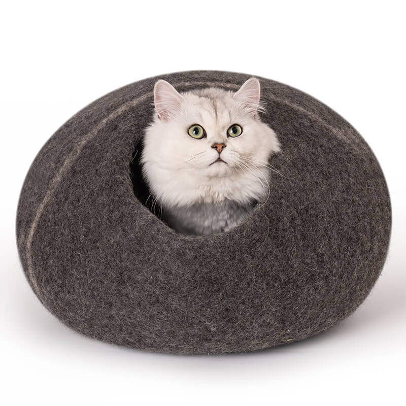 17.7" Handmade Wool Cat Cave Bed