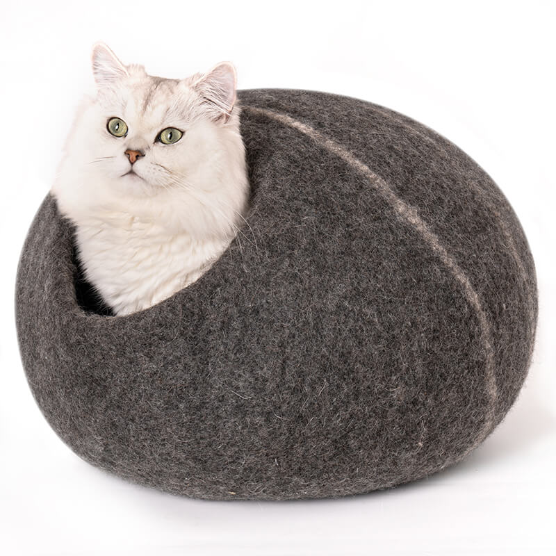 17.7" Handmade Wool Cat Cave Bed