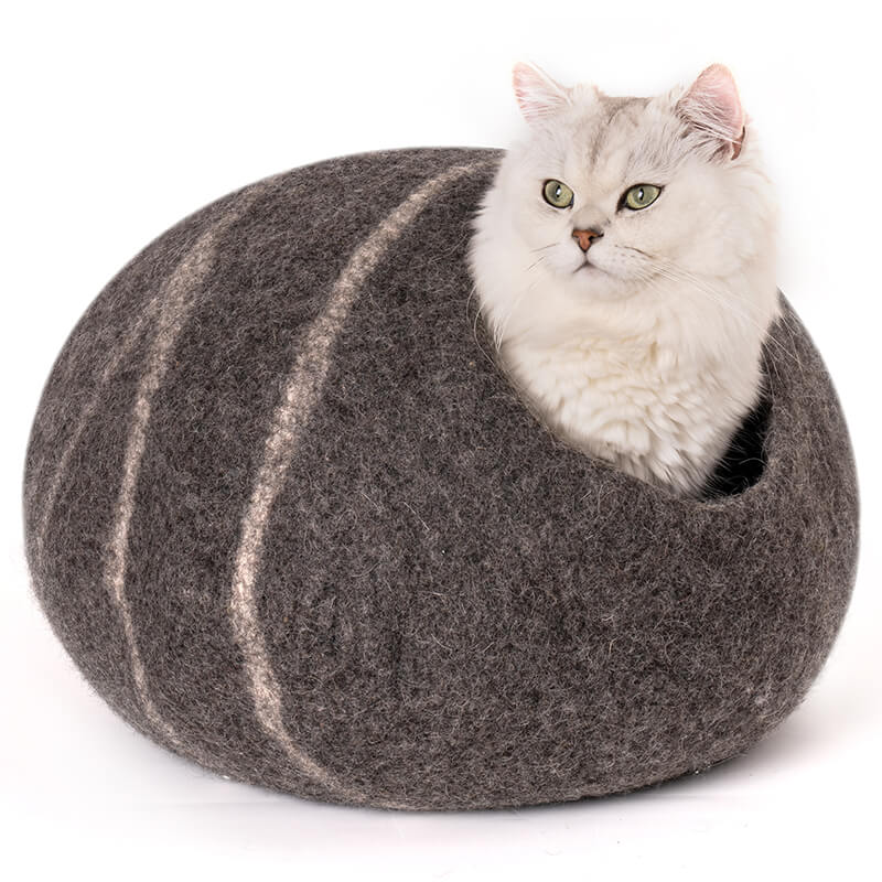 17.7" Handmade Wool Cat Cave Bed