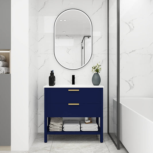 36" Modern Navy Blue Bathroom Vanity