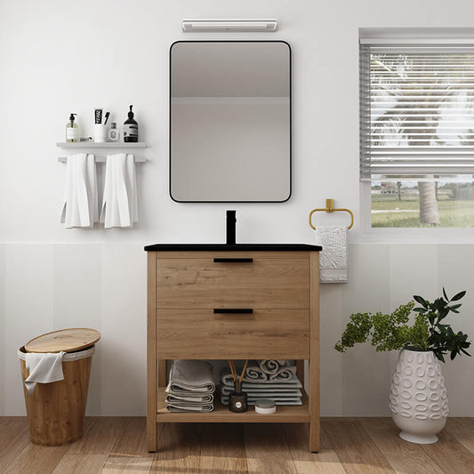 Freestanding Imitative Oak Plywood Bathroom Vanity