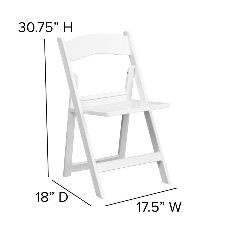 18" White Polypropylene Resin Folding Chair