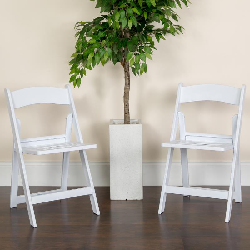 18" White Polypropylene Resin Folding Chair