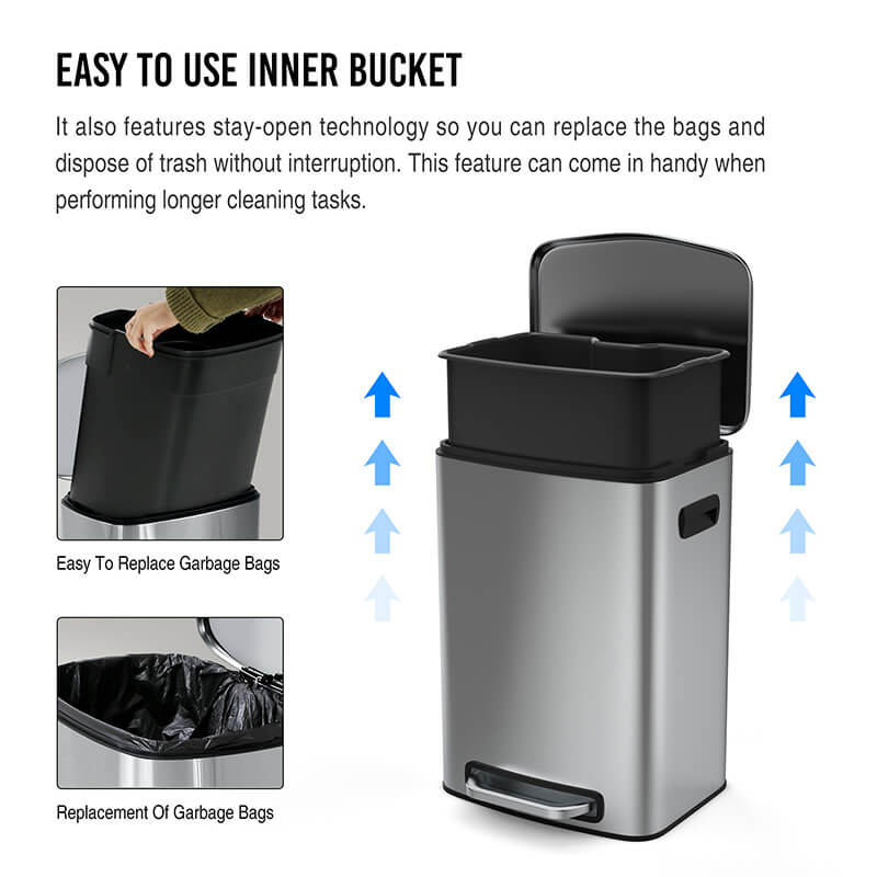 Rectangular Kitchen Soft Close Trash Can