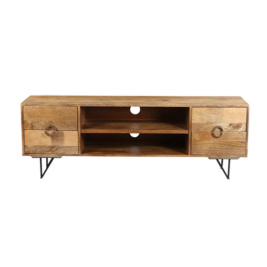 Brown & Black Mango Wood TV Cabinet