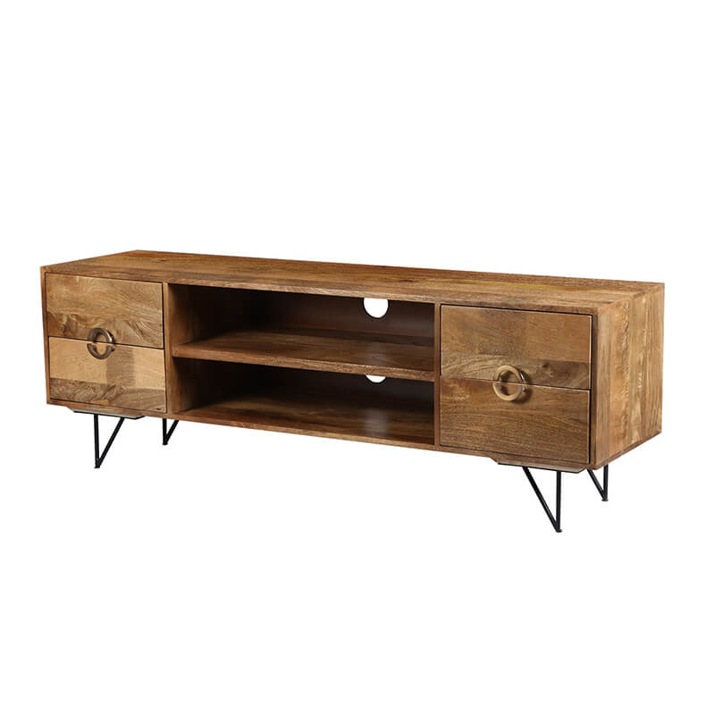 Brown & Black Mango Wood TV Cabinet