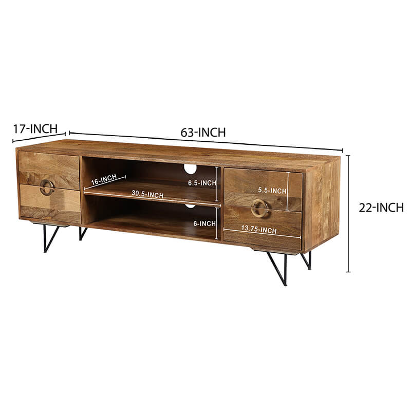 Brown & Black Mango Wood TV Cabinet