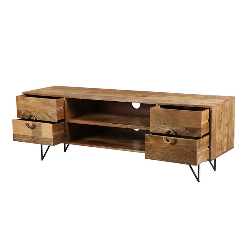 Brown & Black Mango Wood TV Cabinet