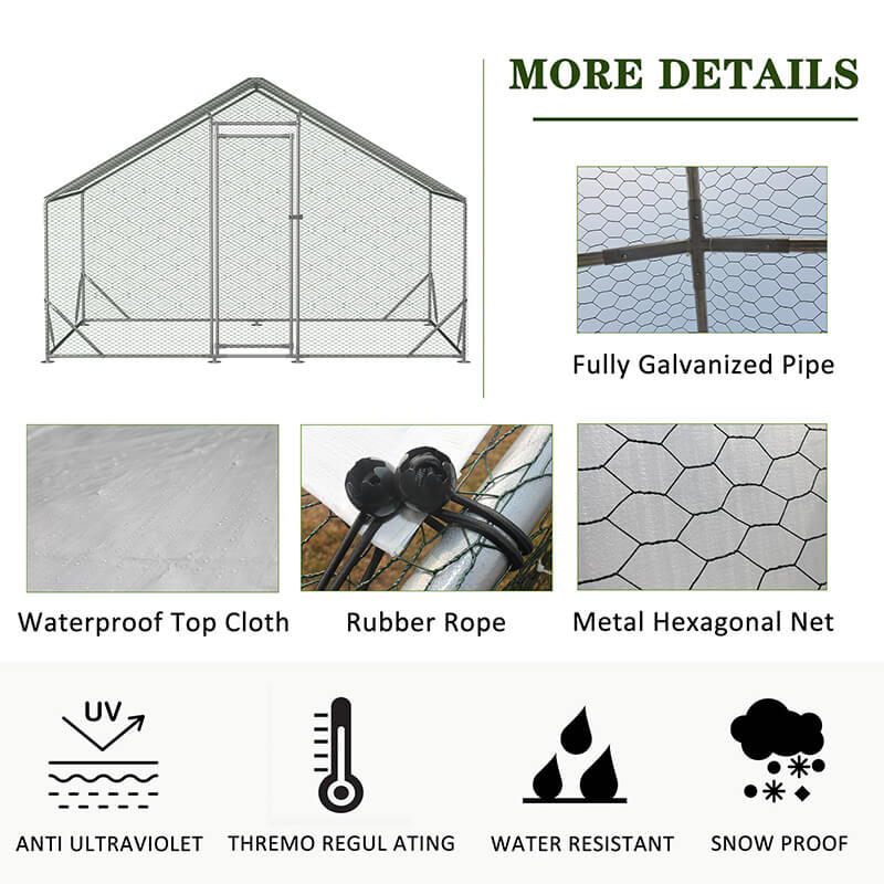 White Large Aluminum Walk-in Chicken Coop