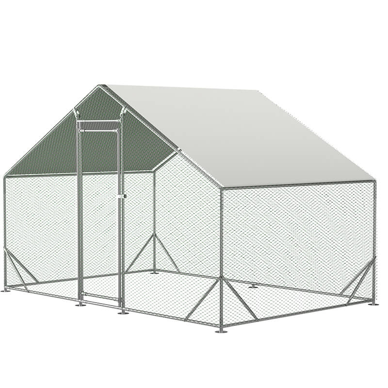 White Large Aluminum Walk-in Chicken Coop