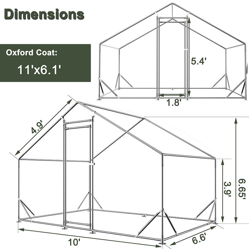 White Large Aluminum Walk-in Chicken Coop