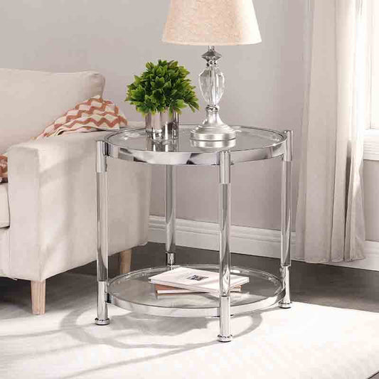 Contemporary Chrome Acrylic Glass End Table