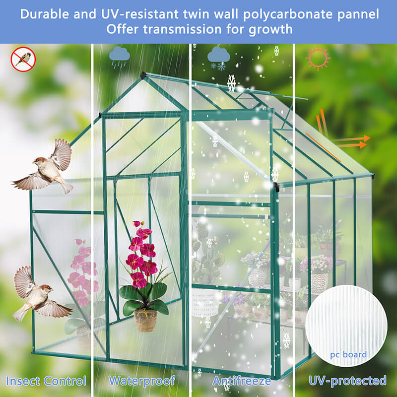 98.4" Green Aluminum Outdoor Patio Greenhouse