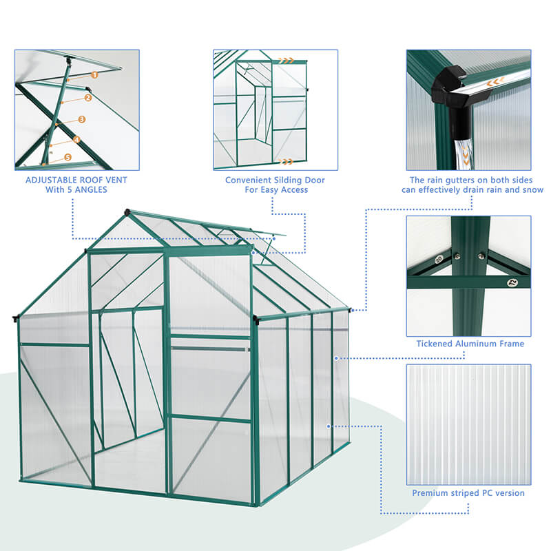 98.4" Green Aluminum Outdoor Patio Greenhouse