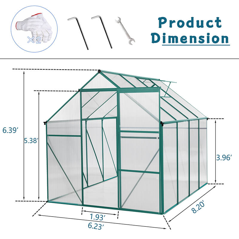 98.4" Green Aluminum Outdoor Patio Greenhouse