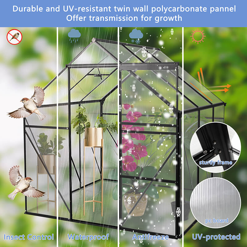 Black Aluminum Heavy Duty Walk-in Greenhouse