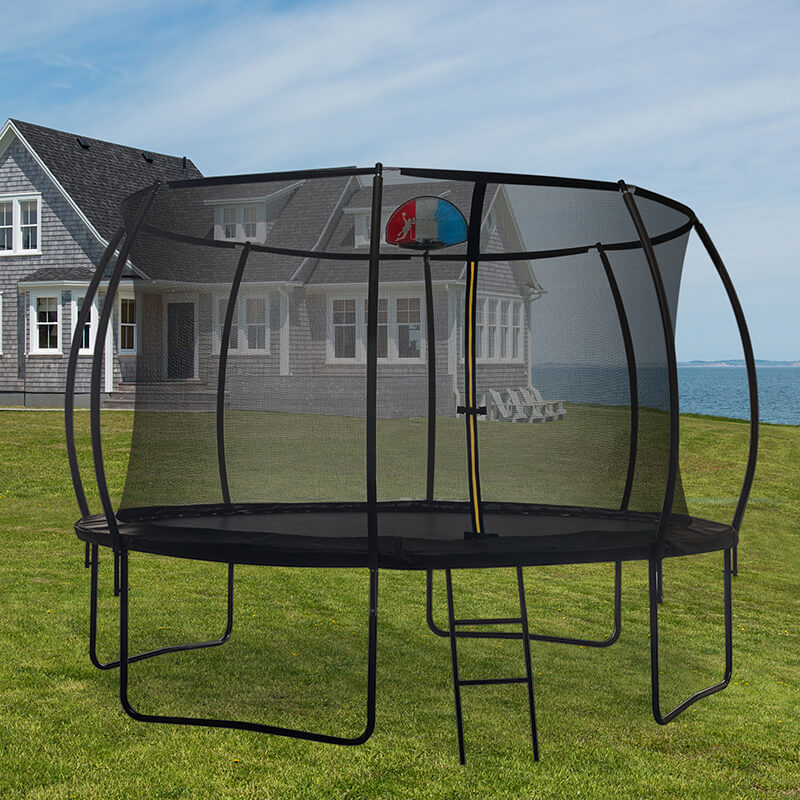 144" Black Enclosure Net Pumpkin Trampoline