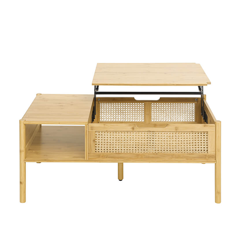 39.4" Natural Bamboo & Rattan Coffee Table