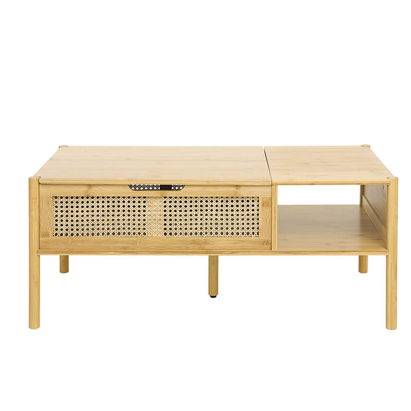 39.4" Natural Bamboo & Rattan Coffee Table