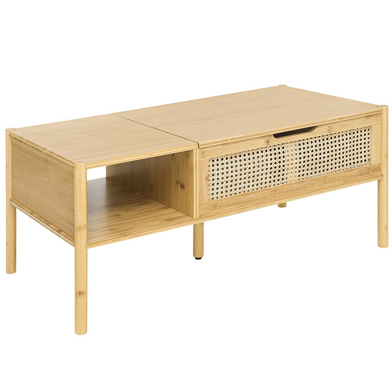 39.4" Natural Bamboo & Rattan Coffee Table