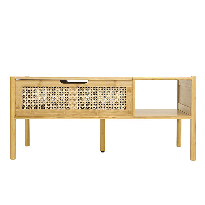 39.4" Natural Bamboo & Rattan Coffee Table