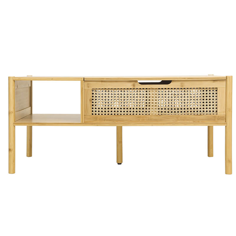 39.4" Natural Bamboo & Rattan Coffee Table