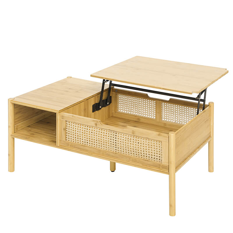 39.4" Natural Bamboo & Rattan Coffee Table