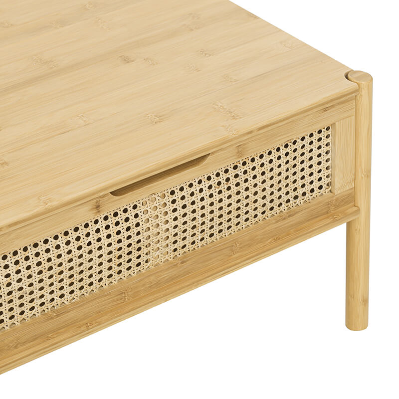 39.4" Natural Bamboo & Rattan Coffee Table