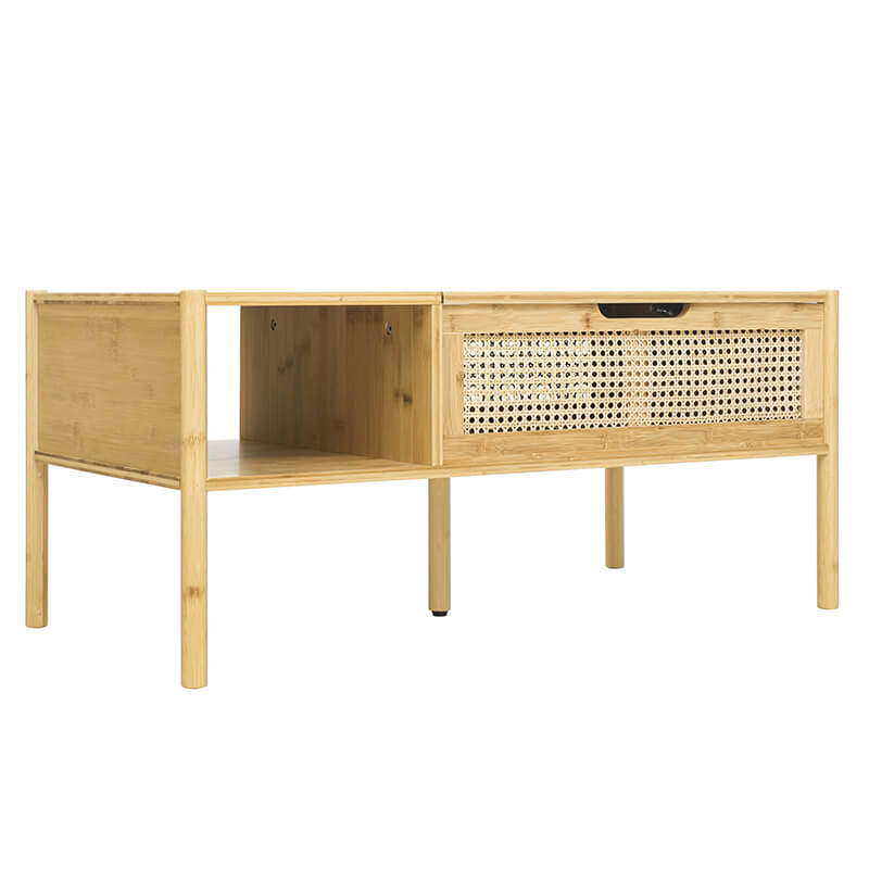 39.4" Natural Bamboo & Rattan Coffee Table