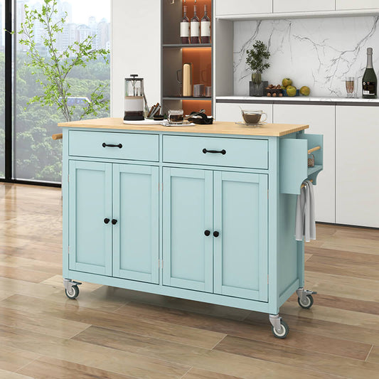 Mint Green Adjustable Shelves Kitchen Island