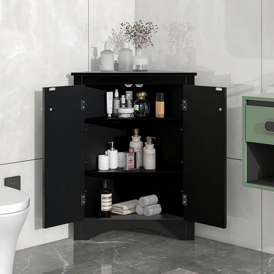 Black Freestanding Triangle Bathroom Storage Cabinet