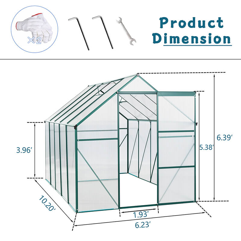 Polycarbonate Aluminum Heavy Duty Greenhouse