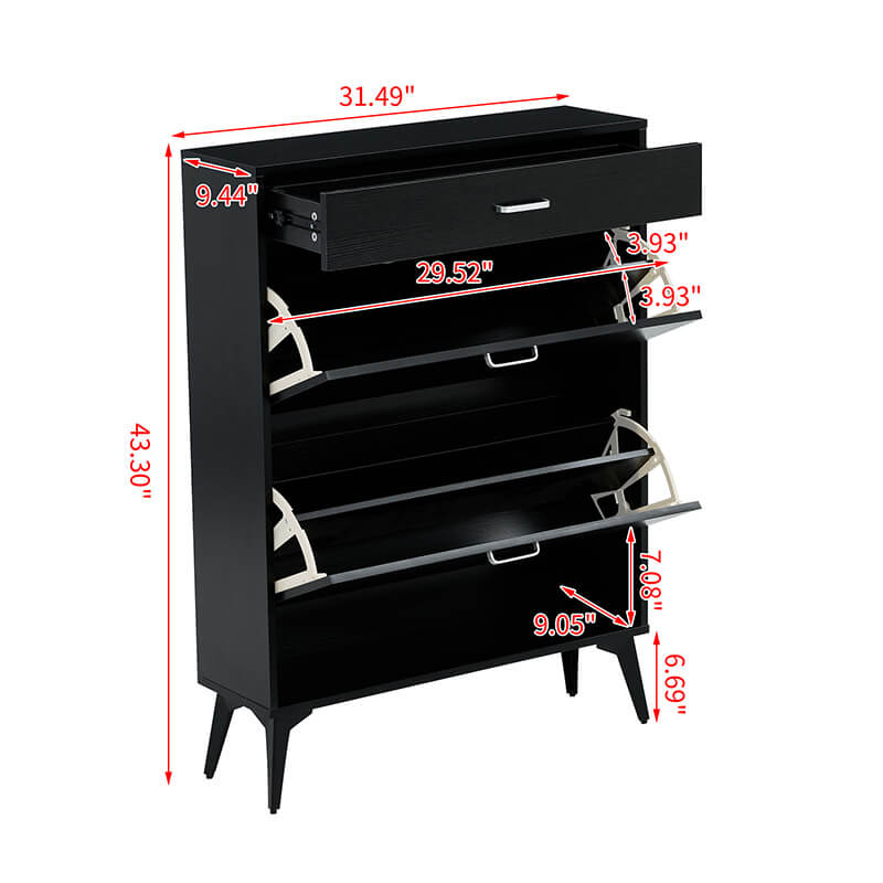 Modern Black Wooden Shoe Storage Cabinet