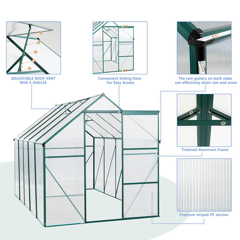 Polycarbonate Aluminum Heavy Duty Greenhouse