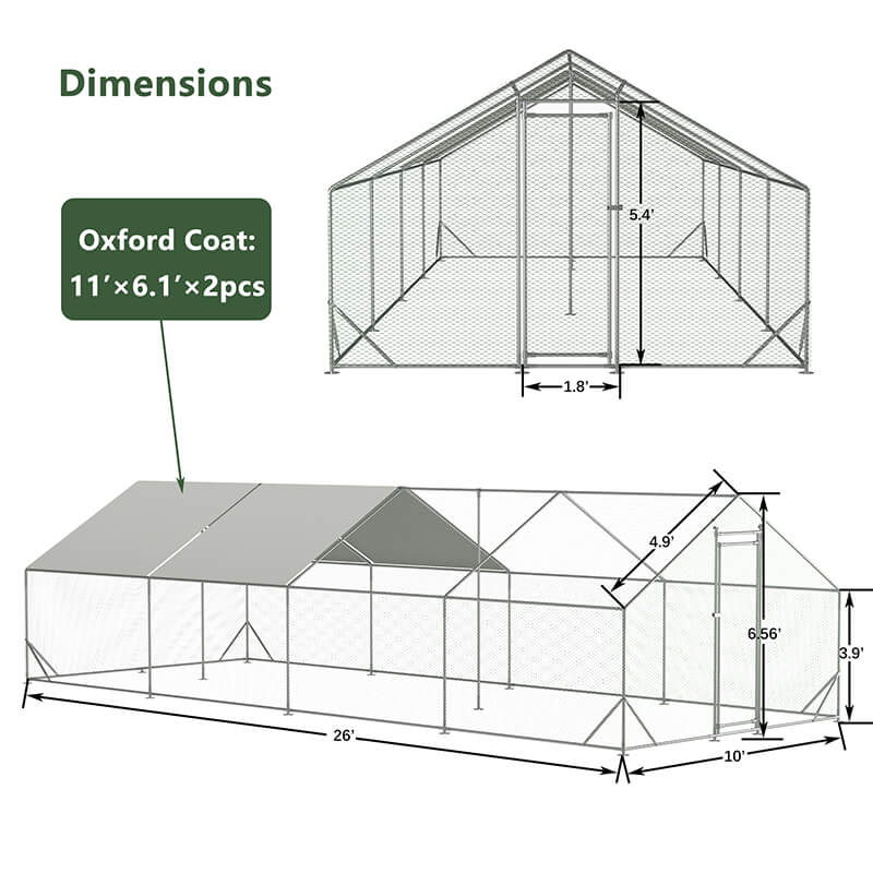 Large Galvanized Wire Metal Chicken Coop