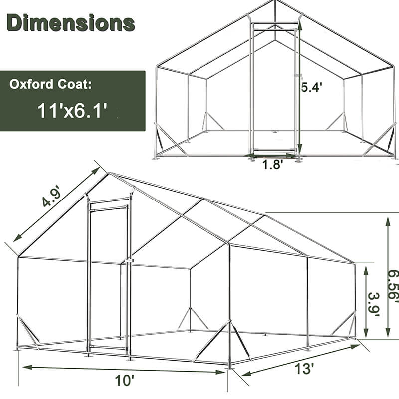 Galvanized Wire Metal Walk-in Chicken Coop