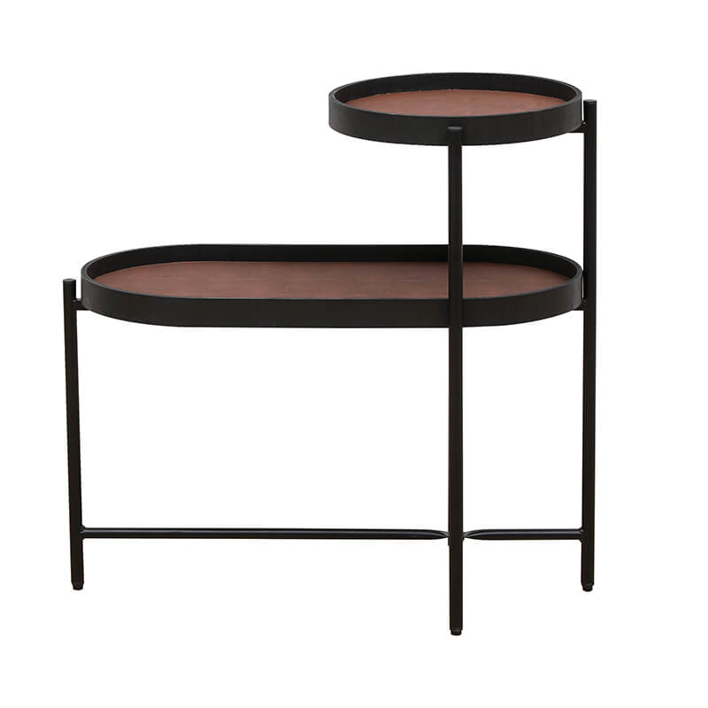 Brown Black Metal Frame Side Table