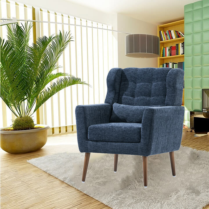 Modern Dark Blue Upholstered Accent Chair