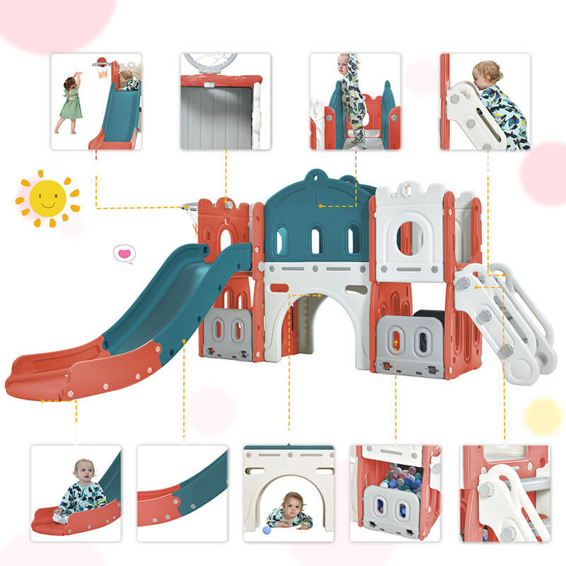 Freestanding Castle Climber Kids Slide Playset