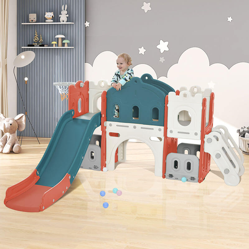 Freestanding Castle Climber Kids Slide Playset