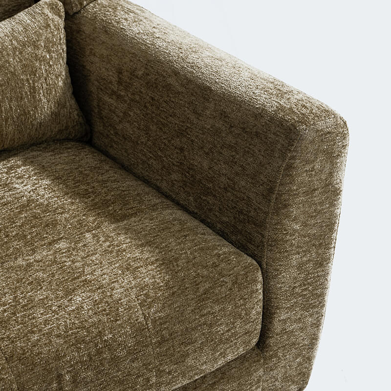 Modern Avocado Chenille Fabric Accent Chair