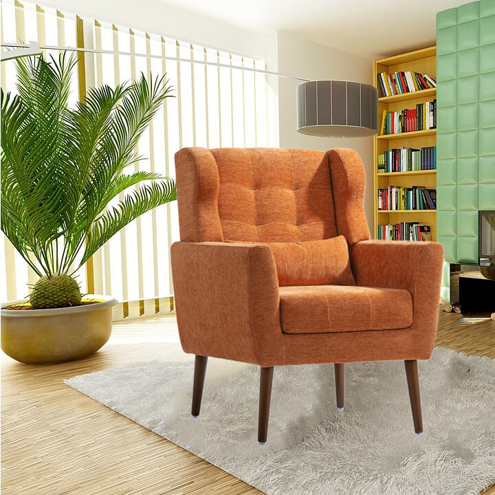 Orange Upholstered Foam Filled Accent Chair