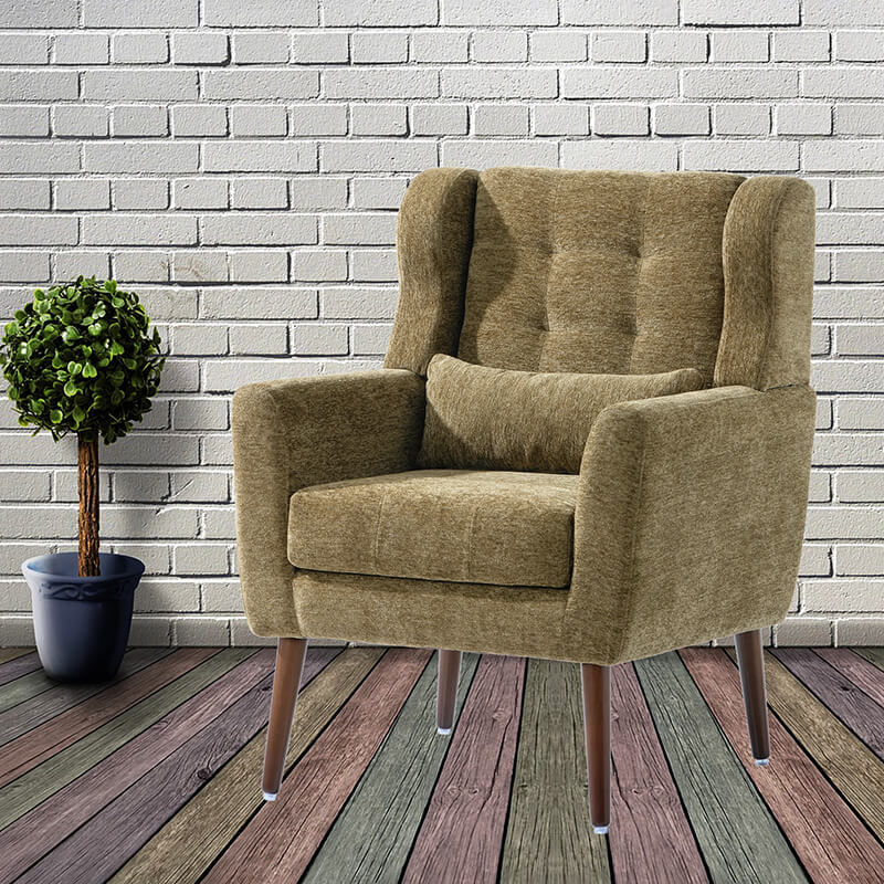 Modern Avocado Chenille Fabric Accent Chair