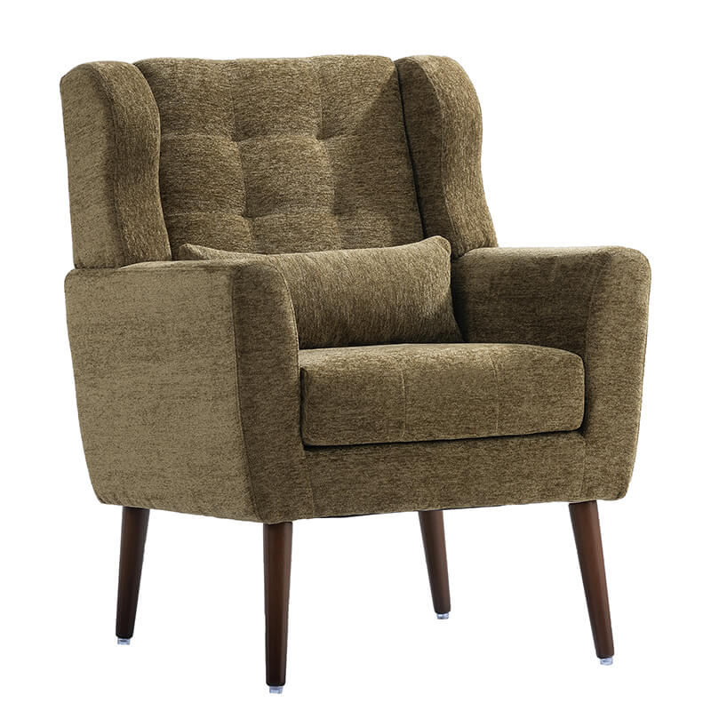 Modern Avocado Chenille Fabric Accent Chair