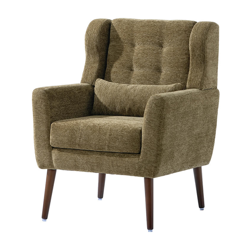 Modern Avocado Chenille Fabric Accent Chair